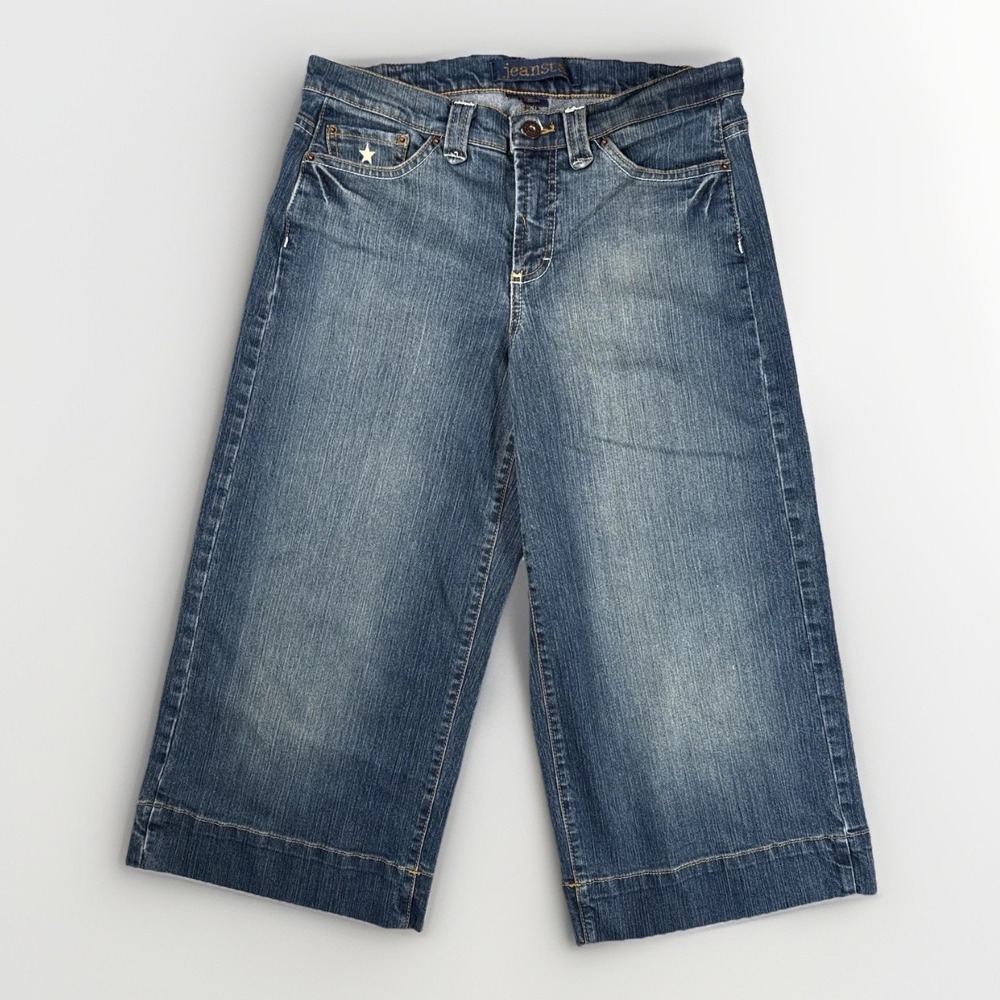 Jeanstar‎ Wide Leg FLARE Cropped Jeans Women Sz 4 Y2K Midrise Stretch 31" Waist